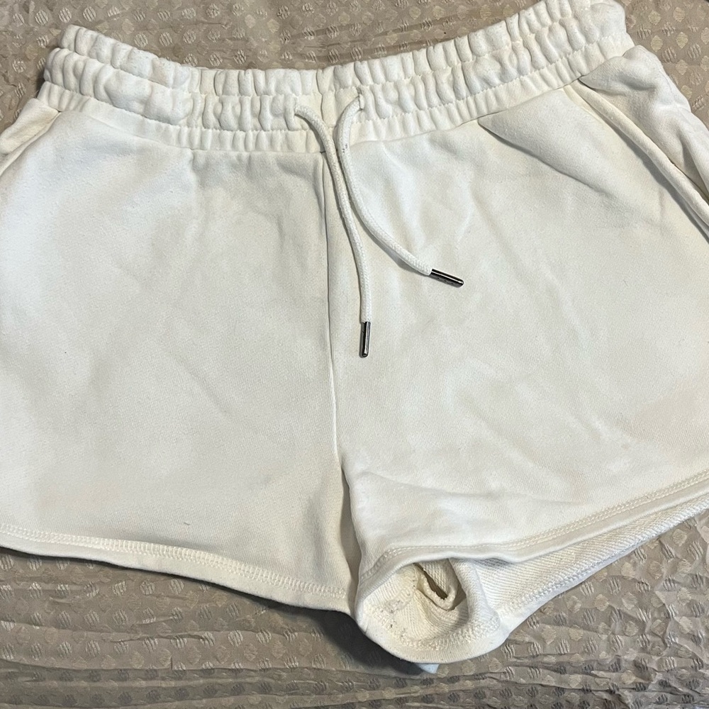 Forever 21 White Drawstring Athletic Lounge Shorts